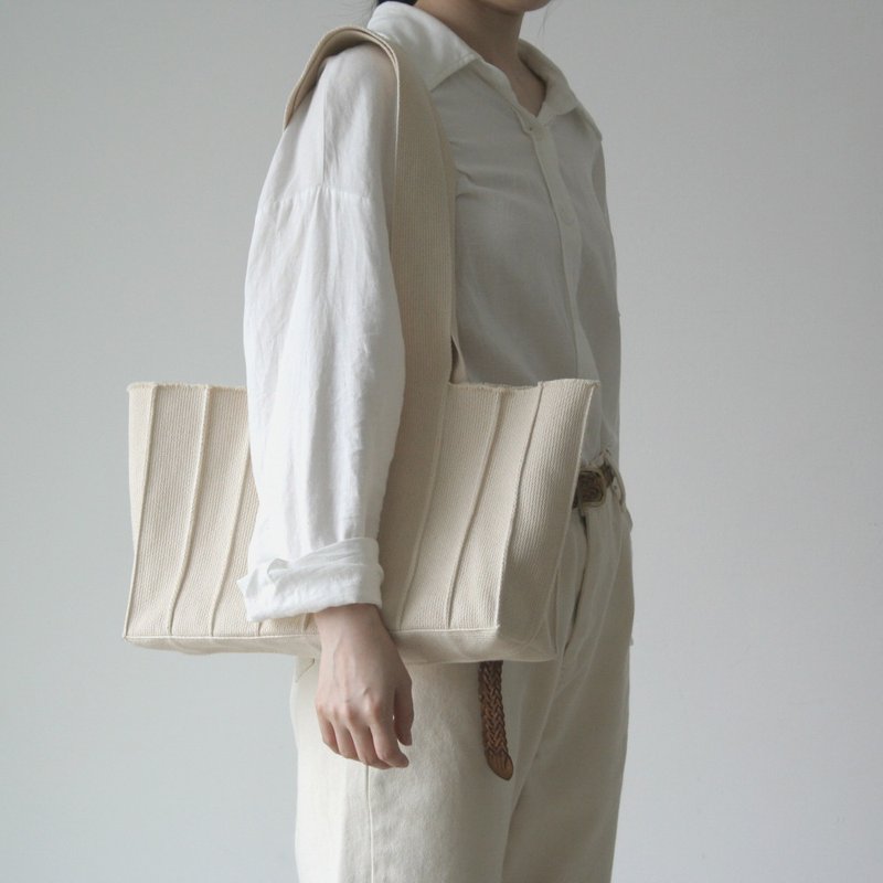 编织可翻面肩背包_大款/燕麦白 - 手提包/手提袋 - 棉．麻 