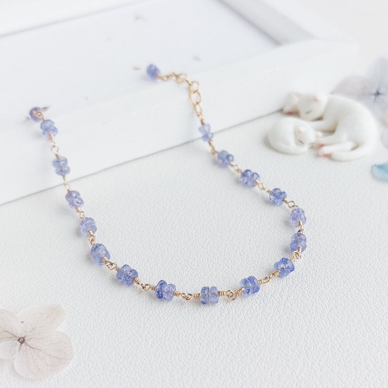 坦桑石 / 丹泉石 x 14KGF手链 - 手链/手环 - 半宝石 蓝色
