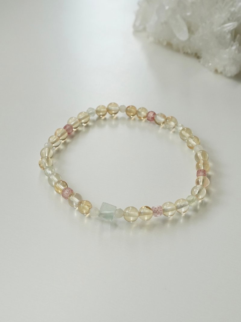 Golden Bloom/黄水晶 绿萤石 草莓晶 金葡萄石/水晶手链 定制化 - 手链/手环 - 水晶 黄色
