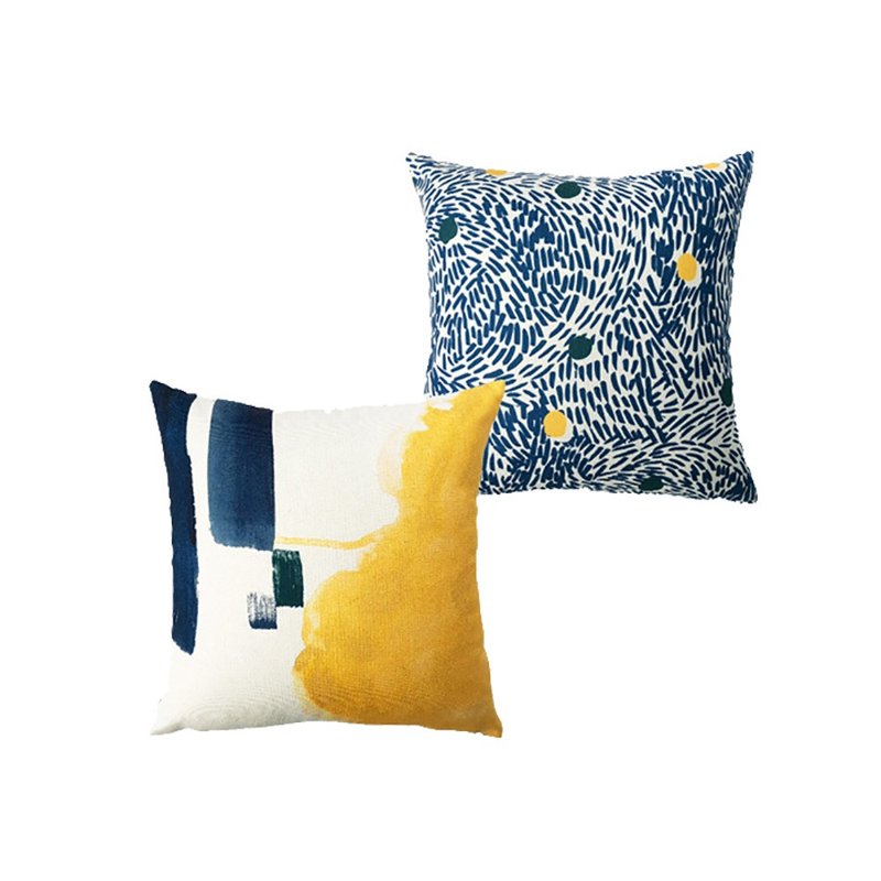 草稿CIAOGAO 原创设计双面抱枕套-水墨笔触蓝色 客厅卧室沙发 - 枕头/抱枕 - 聚酯纤维 