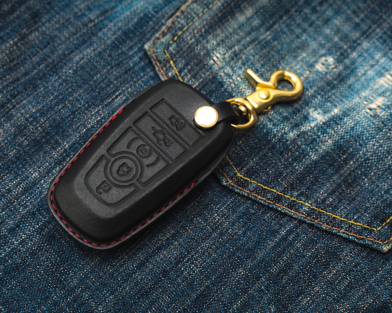 福特 FORD GT500 野马 Mustang 美式肌肉车 汽车钥匙包 - 钥匙链/钥匙包 - 真皮 黑色