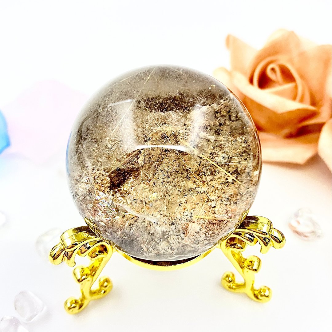 金发花幽灵球连底座 | 水晶 | 水晶球 | 水晶摆件 - 摆饰 - 水晶 多色