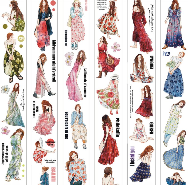 多彩 初秋のOOTD PET 割型貼紙卷 和紙膠帶 10米卷 (kiss-cut) - 纸胶带 - 其他材质 多色