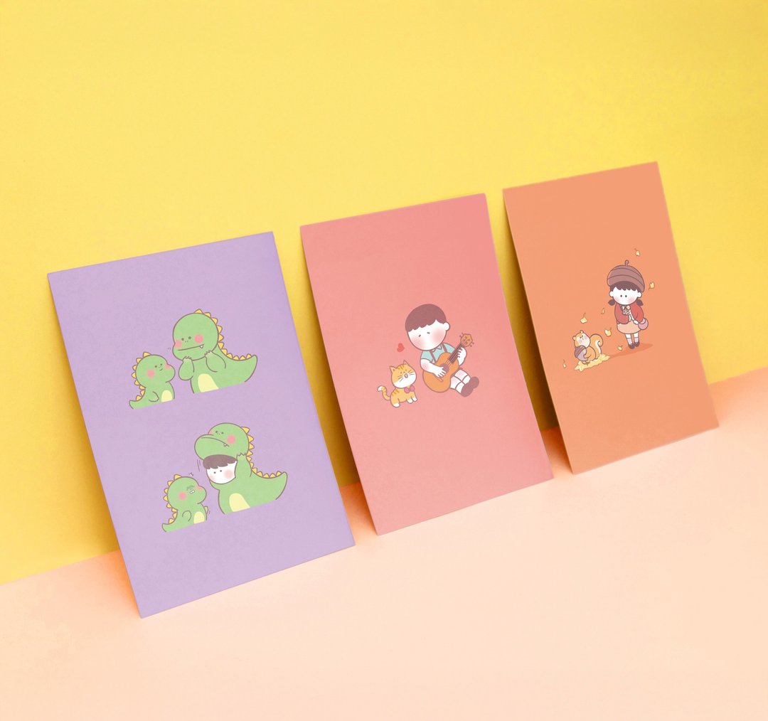 Kyraillust 插画明信片组 Postcard - 粉紫系列 (3张入) - 卡片/明信片 - 纸 粉红色