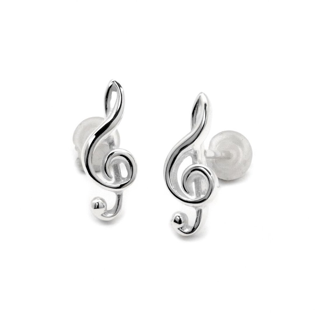G clef Earrings - 耳环/耳夹 - 纯银 