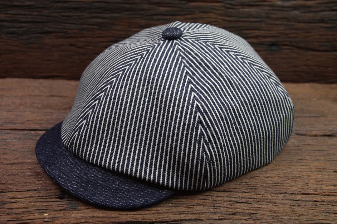Hickory Stripe & Denim NewsBoy Cap 直条纹丹宁复古报童帽 - 帽子 - 棉 