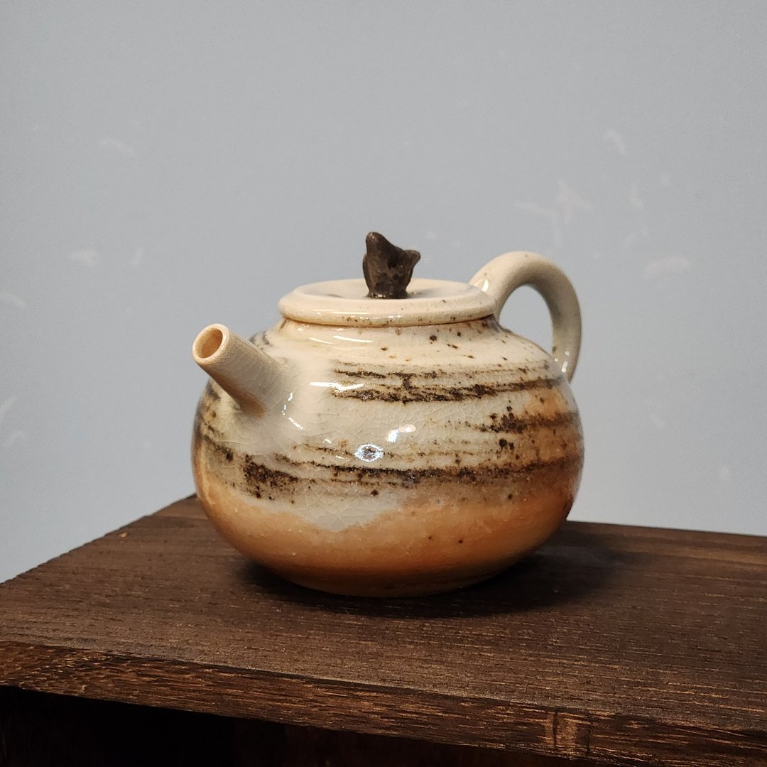 柴烧瓷土 / 绞泥茶壶 - 茶具/茶杯 - 陶 黑色