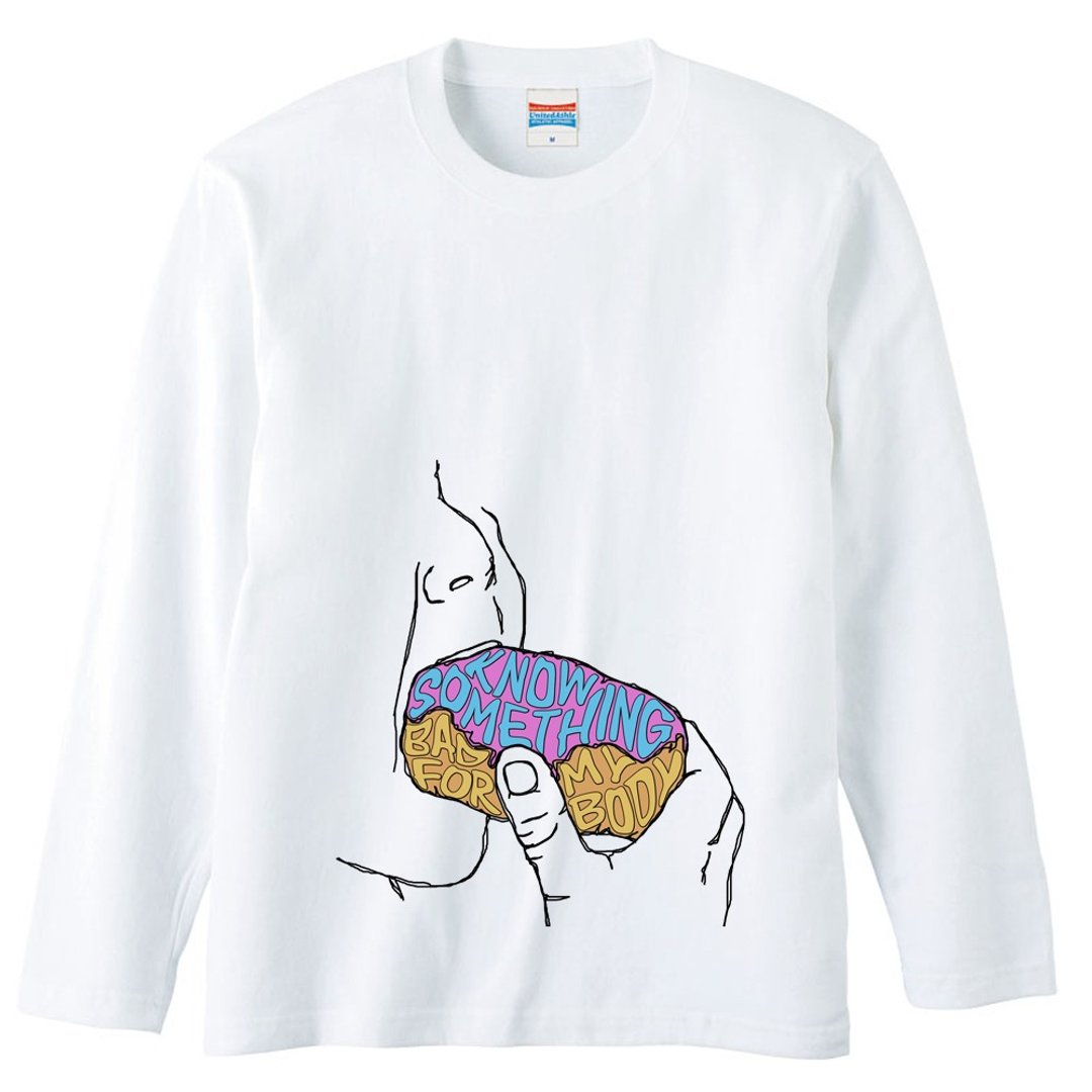 Long sleeve T-shirt / know something bad for my body - 男装上衣/T 恤 - 棉 白色