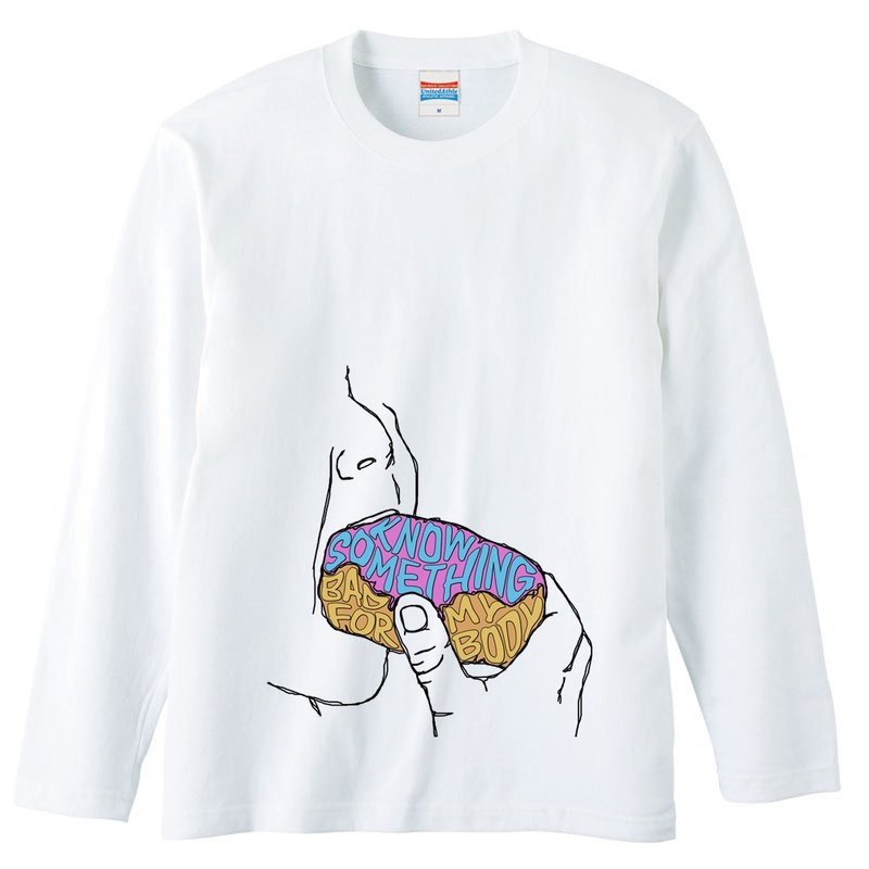 Long sleeve T-shirt / know something bad for my body - 男装上衣/T 恤 - 棉．麻 白色