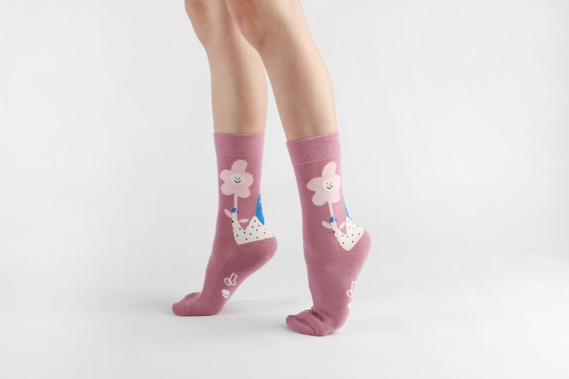 BallSocks 联名球袜－小花与泰瑞 - 袜子 - 棉．麻 粉红色