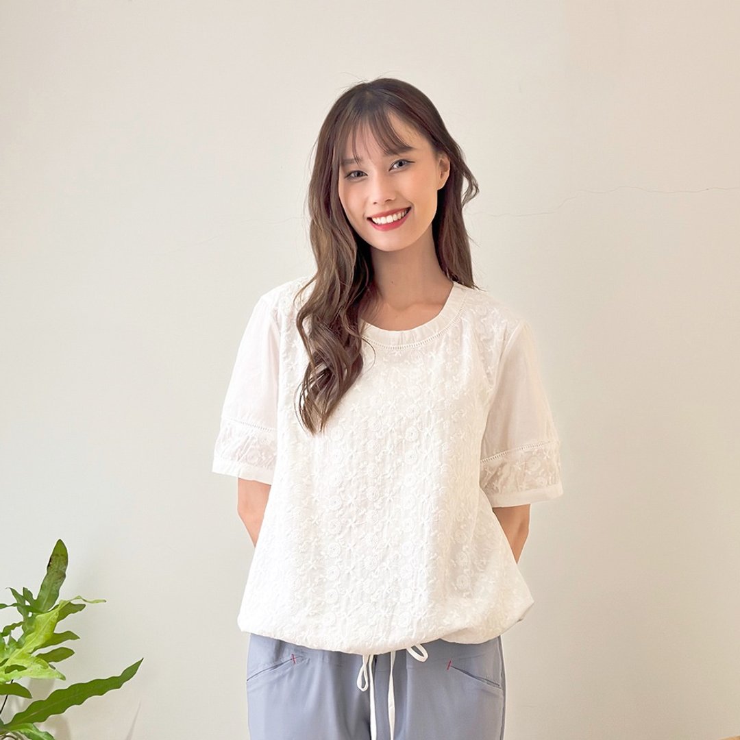 Hana Mokuba 刺绣花布绑带收口上衣 - 女装上衣 - 其他材质 