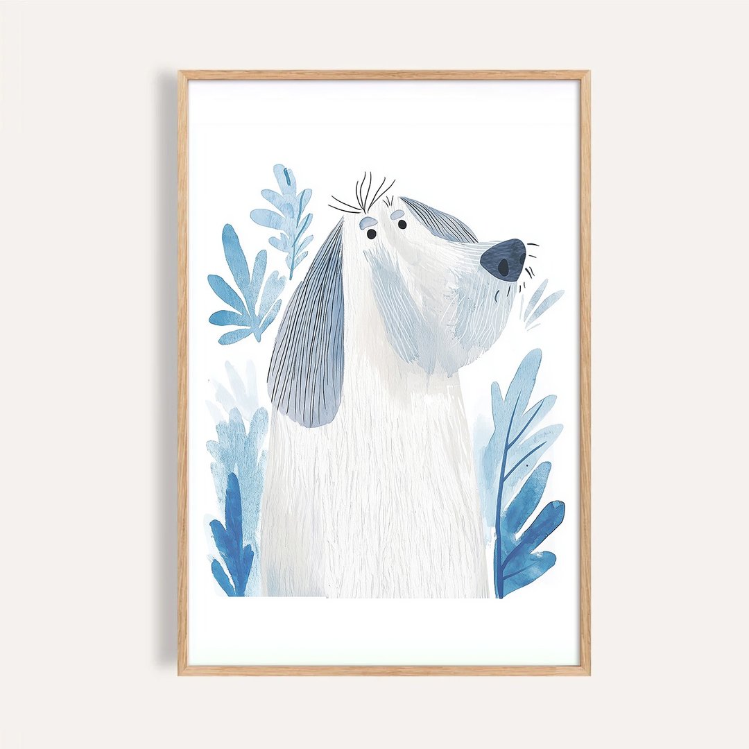 蓝叶丛里的朋友 Blue-Eared Pup / 儿童房童趣装饰画 / 挂画 海报 - 海报/装饰画/版画 - 纸 