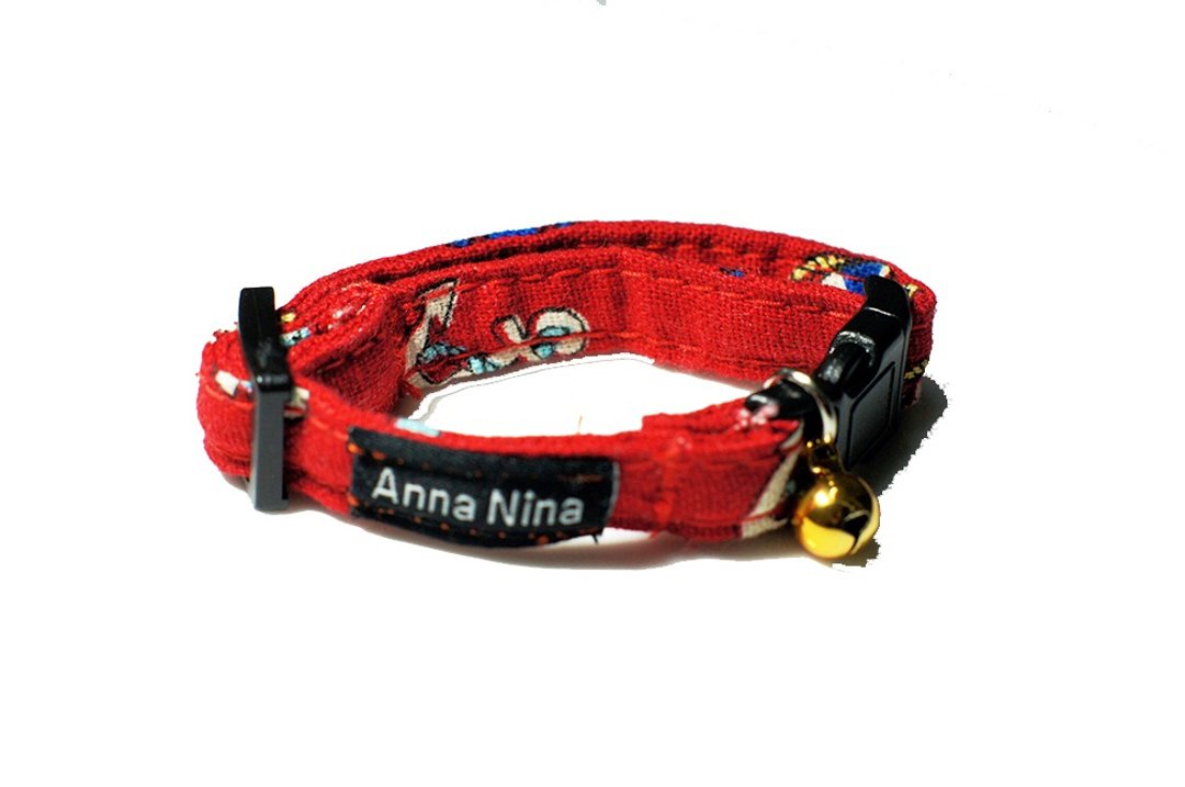 【AnnaNina】宠物猫项圈 红海锚 素项圈XS~M - 项圈/牵绳 - 棉．麻 