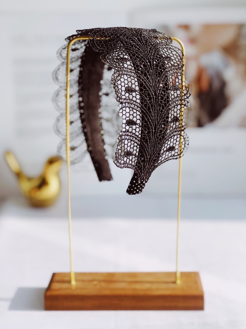 原创双边花纹水溶蕾丝发箍 - 发带/发箍 - 其他材质 黑色