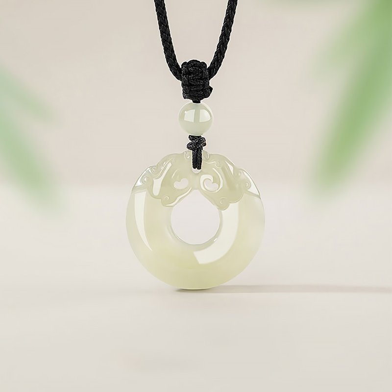 福运貔貅天然和田玉项链新中式国潮编织项绳送礼物玉石吊坠 - 项链 - 玉石 