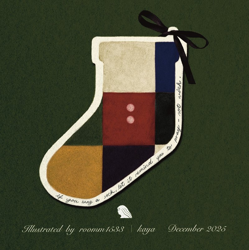 圣诞袜袜卡 - 卡片/明信片 - 纸 蓝色