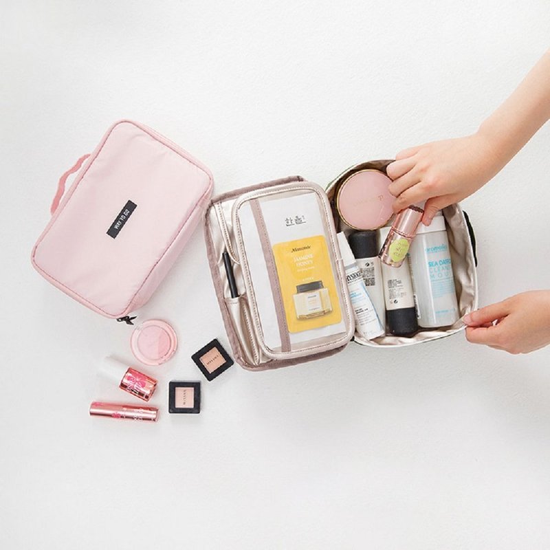 出清品-全家旅游收纳万用手提包-甜美粉,ATS95797 - 化妆包/杂物包 - 尼龙 粉红色