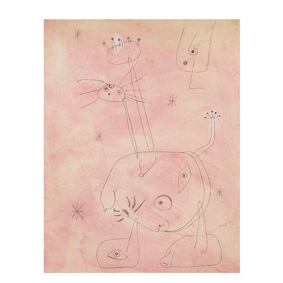 【艺术挂画】 Joan Miro 米罗 -- 女人,鸟,星星 - 海报/装饰画/版画 - 纸 