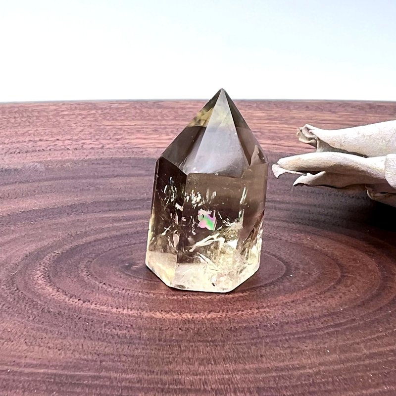 喧嚣。小柱 疗愈 招财 有天然矿坑 l 黄水晶小柱 有彩 l - 摆饰 - 水晶 黄色