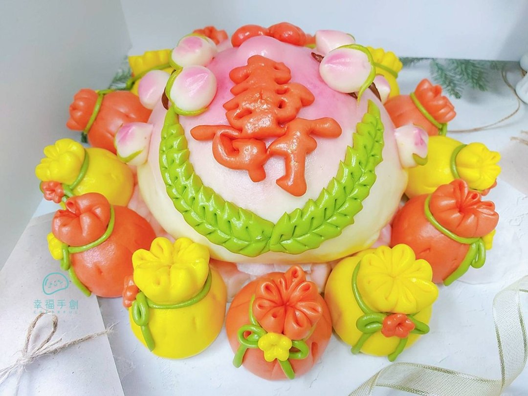 8寸 袋袋有福 子母寿桃 中式蛋糕馒头 供佛 拜拜馒头 生日寿桃 - 蛋糕/甜点 - 新鲜食材 