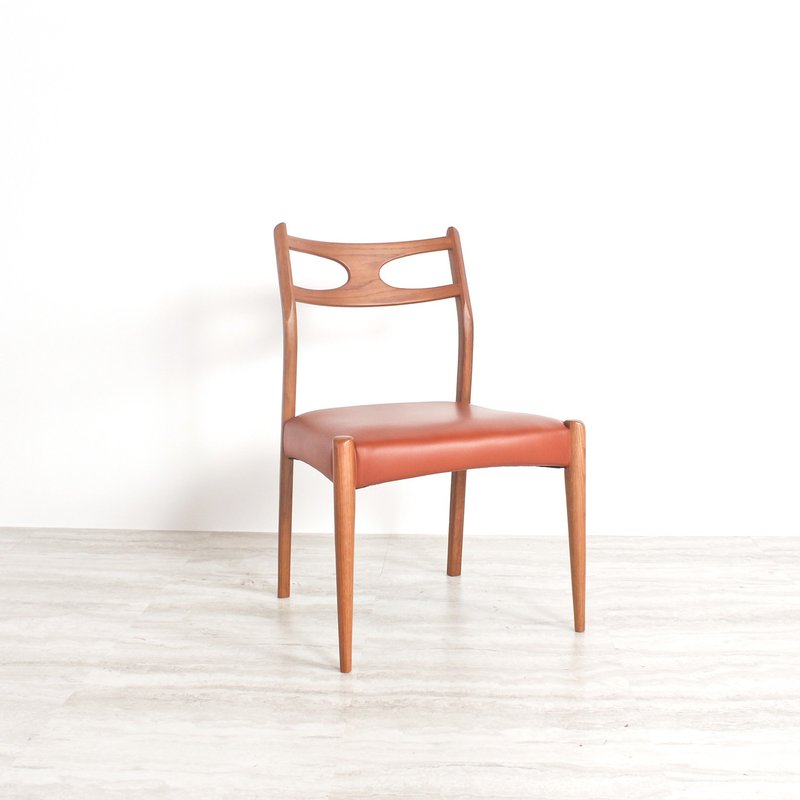 北欧复古 橡木实木 淡棕色皮餐椅 - 椅子/沙发 - 木头 咖啡色