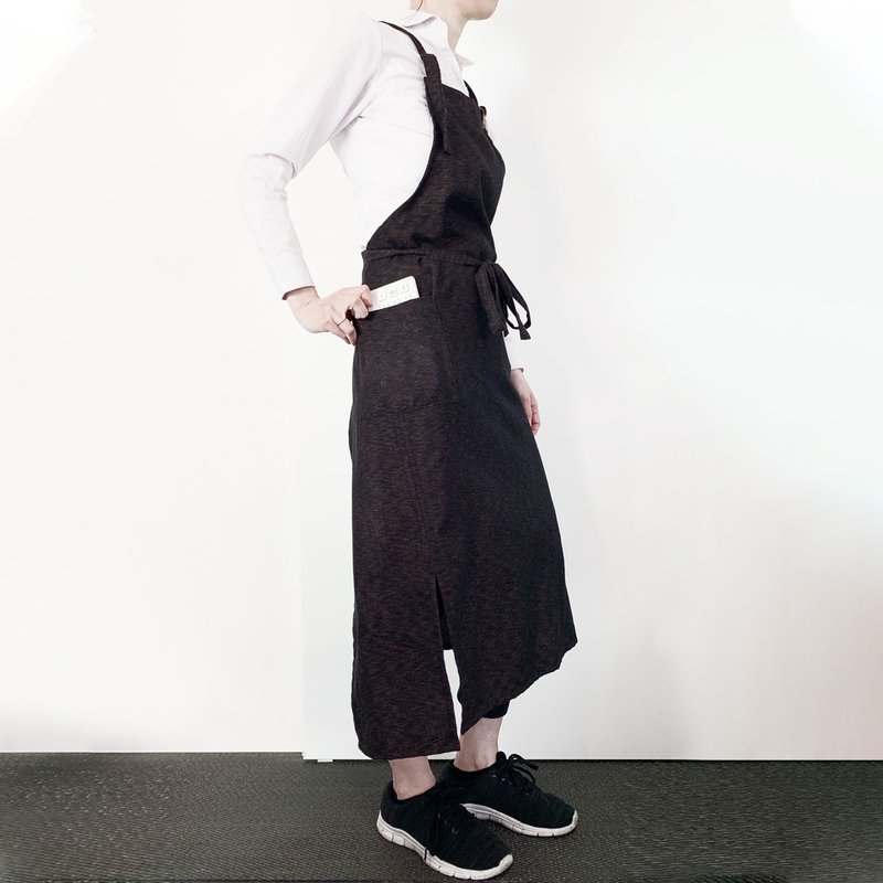 Kasuri 2way Long Apron / side vents - 围裙 - 棉．麻 蓝色