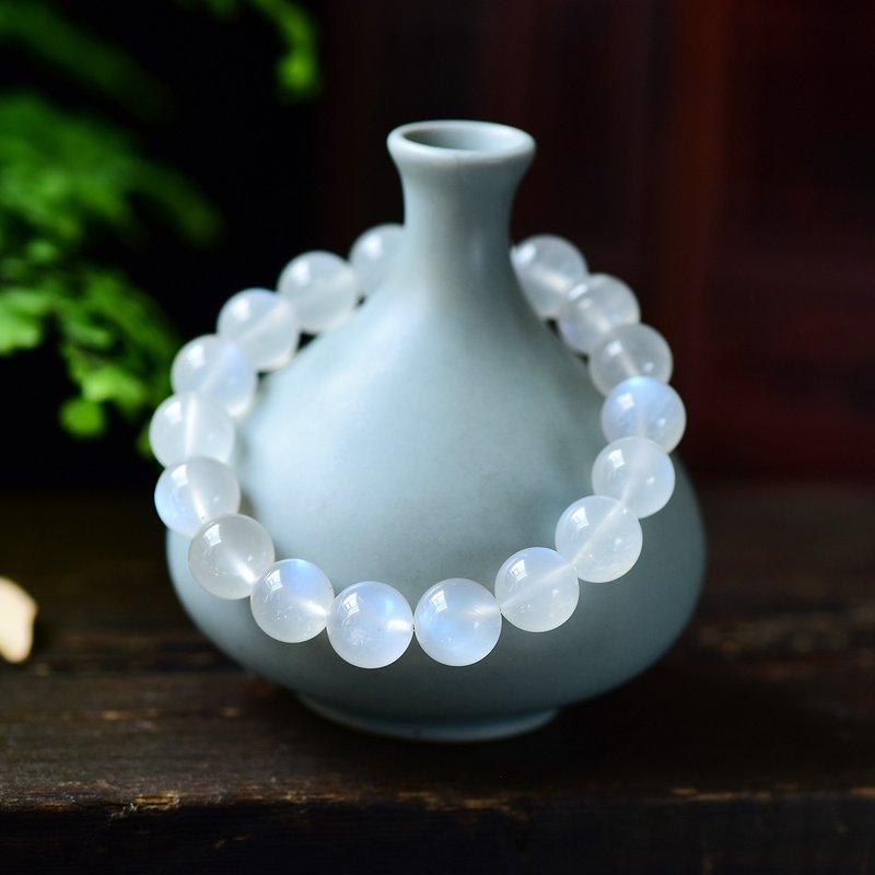 极品天然月光石蓝月光手链 少冰少棉品相完美 颗颗蓝光 可遇不可 - 手链/手环 - 宝石 