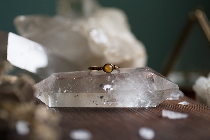 3.5mm橙黄色碧玺铜线戒指 小巧可做尾戒 多色铜线 电气石 - 戒指 - 宝石 红色