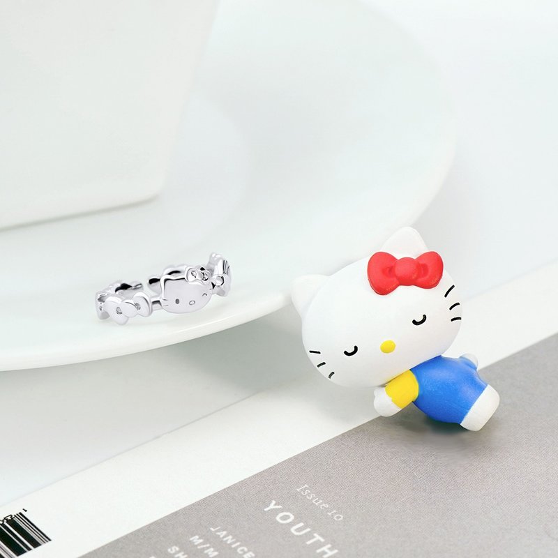 Love&Peace系列-Hello Kitty凯蒂猫纯银戒指 - 戒指 - 纯银 银色