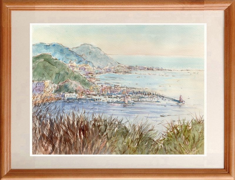 原厂水彩画：从广山远眺叶山码头 - 海报/装饰画/版画 - 纸 卡其色