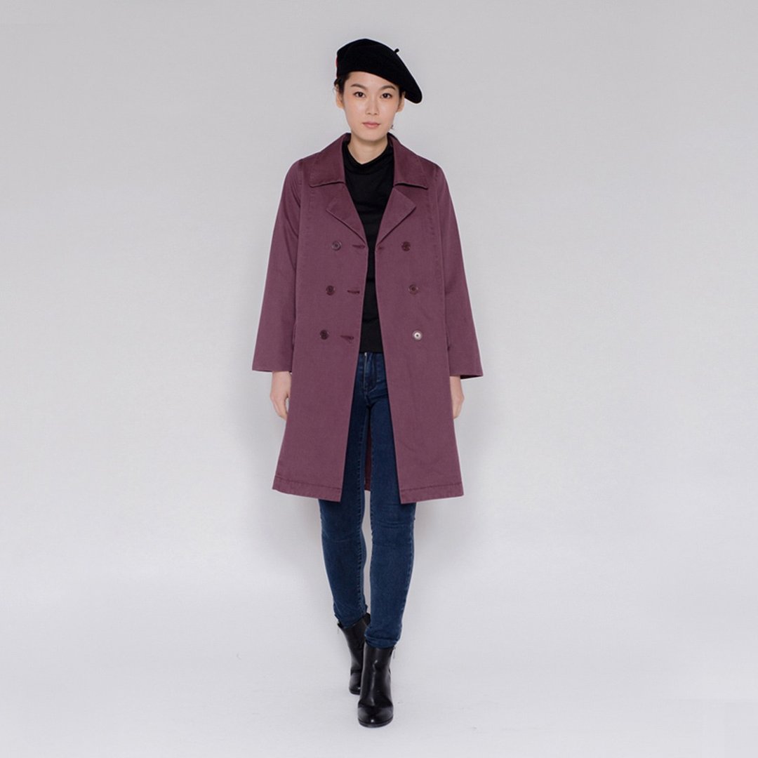 双排扣风衣外套 Double Breasted Pea coat - 女装西装外套/风衣 - 棉 多色