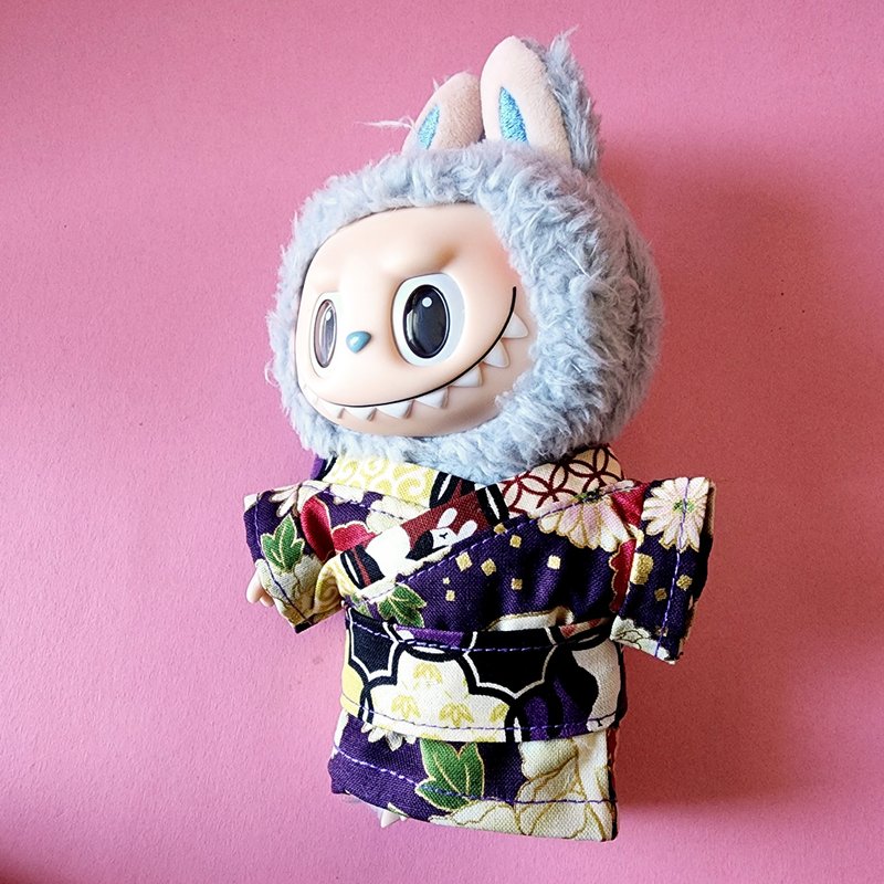 15cm棉花娃衣, Labubu17cm娃衣, 手作玩偶衣服-紫色花花 - 玩偶/公仔 - 棉．麻 紫色