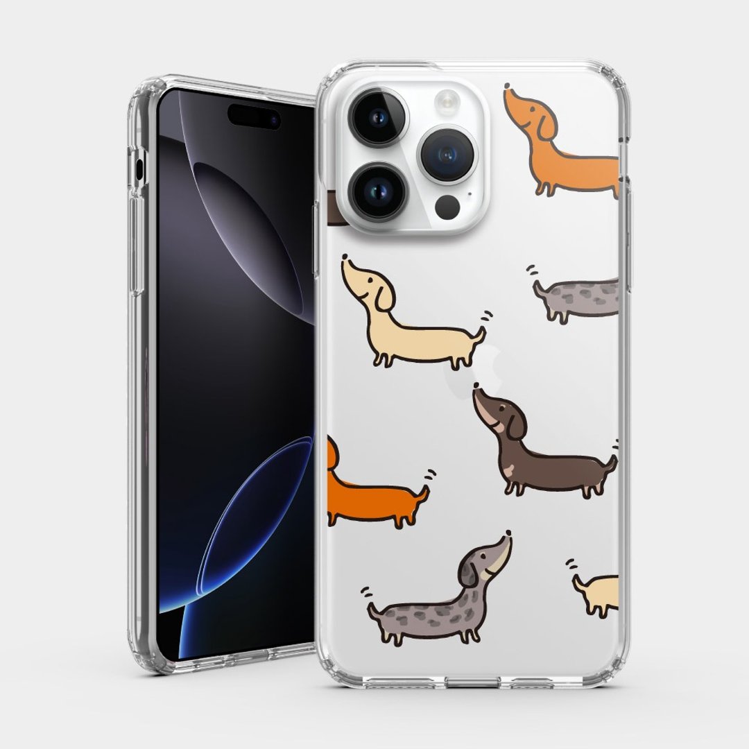 腊肠狗 IPHONE i16 i15 i14 i13 i12 i11保护壳 透明手机壳 PS280 - 手机壳/手机套 - 塑料 卡其色