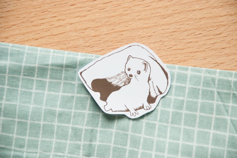 【动物系列】#7 单色白鼬 白貂 填色贴纸包 5张 - 贴纸 - 纸 白色