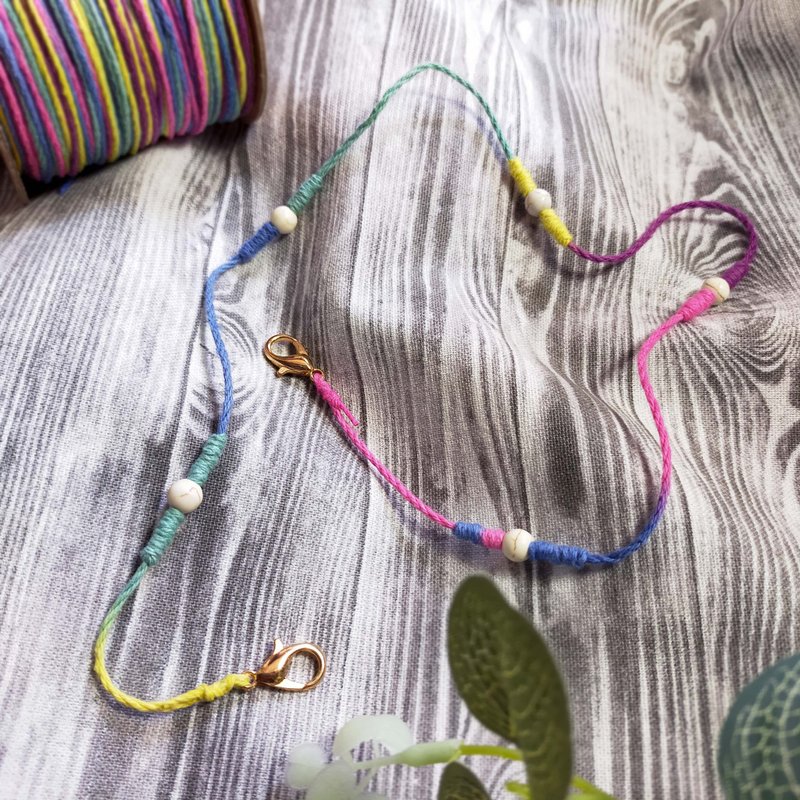 编织春夏日常口罩链  彩虹色 - 挂绳/吊绳 - 棉．麻 多色