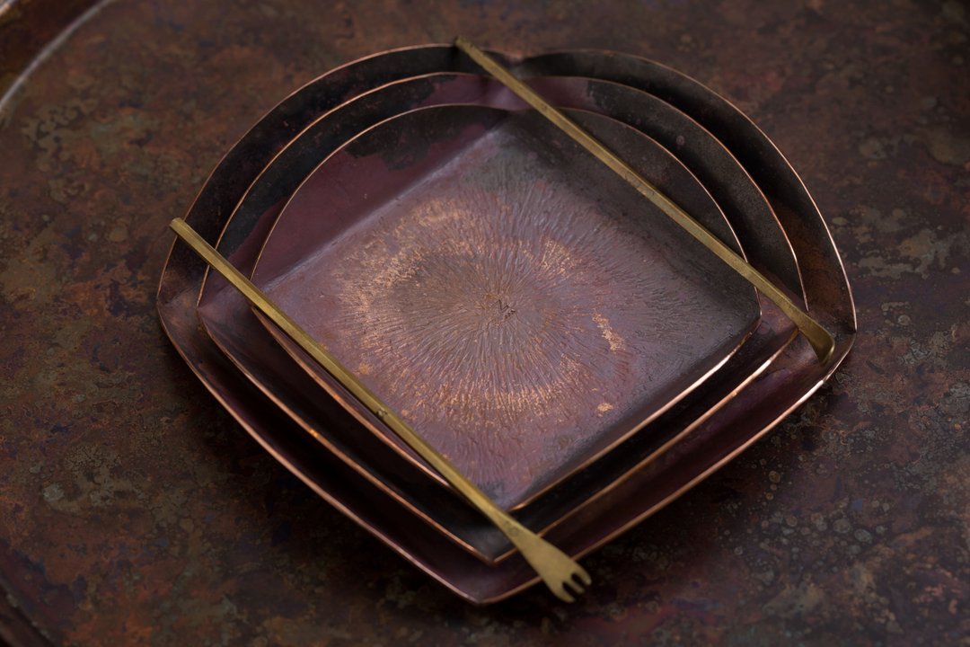 Chadō - 分则合皿 - 角叉/方匙/平针 - 茶具/茶杯 - 铜/黄铜 金色