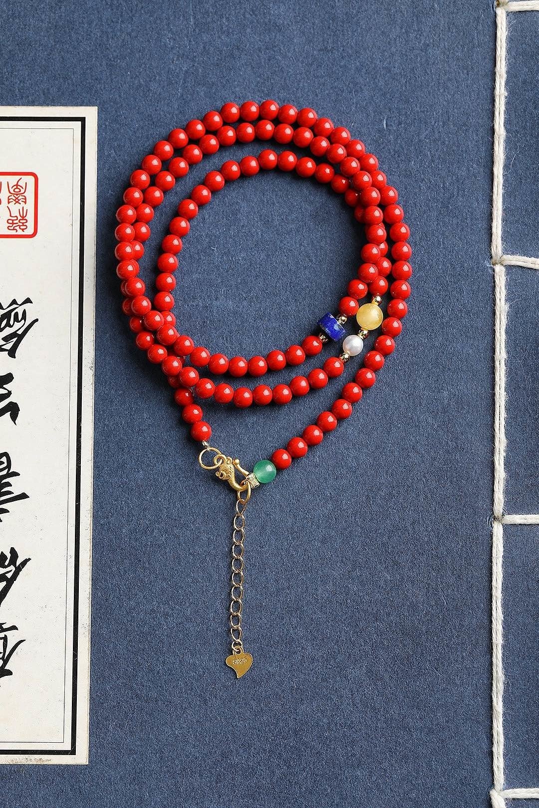 天然原矿朱砂精品红砂三圈手链 规格4mm朱砂含量高达95%以上 - 手链/手环 - 宝石 