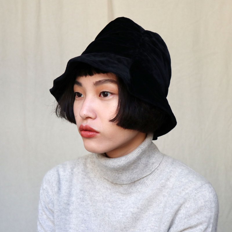 南瓜Vintage。古着 黑色 绒面 欧式 造型帽 - 帽子 - 其他材质 黑色