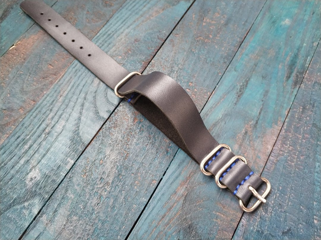 BLUE Night ZULU strap | ZULU strap | Leather Watch Strap | Black Watch Strap - 表带 - 真皮 蓝色