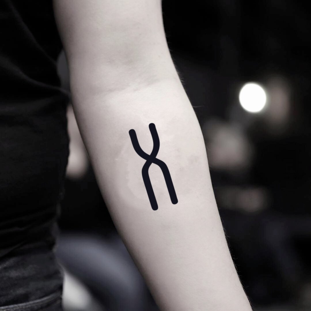 OhMyTat 染色体 Chromosome 刺青图案纹身贴纸 (2 张) - 纹身贴 - 纸 黑色