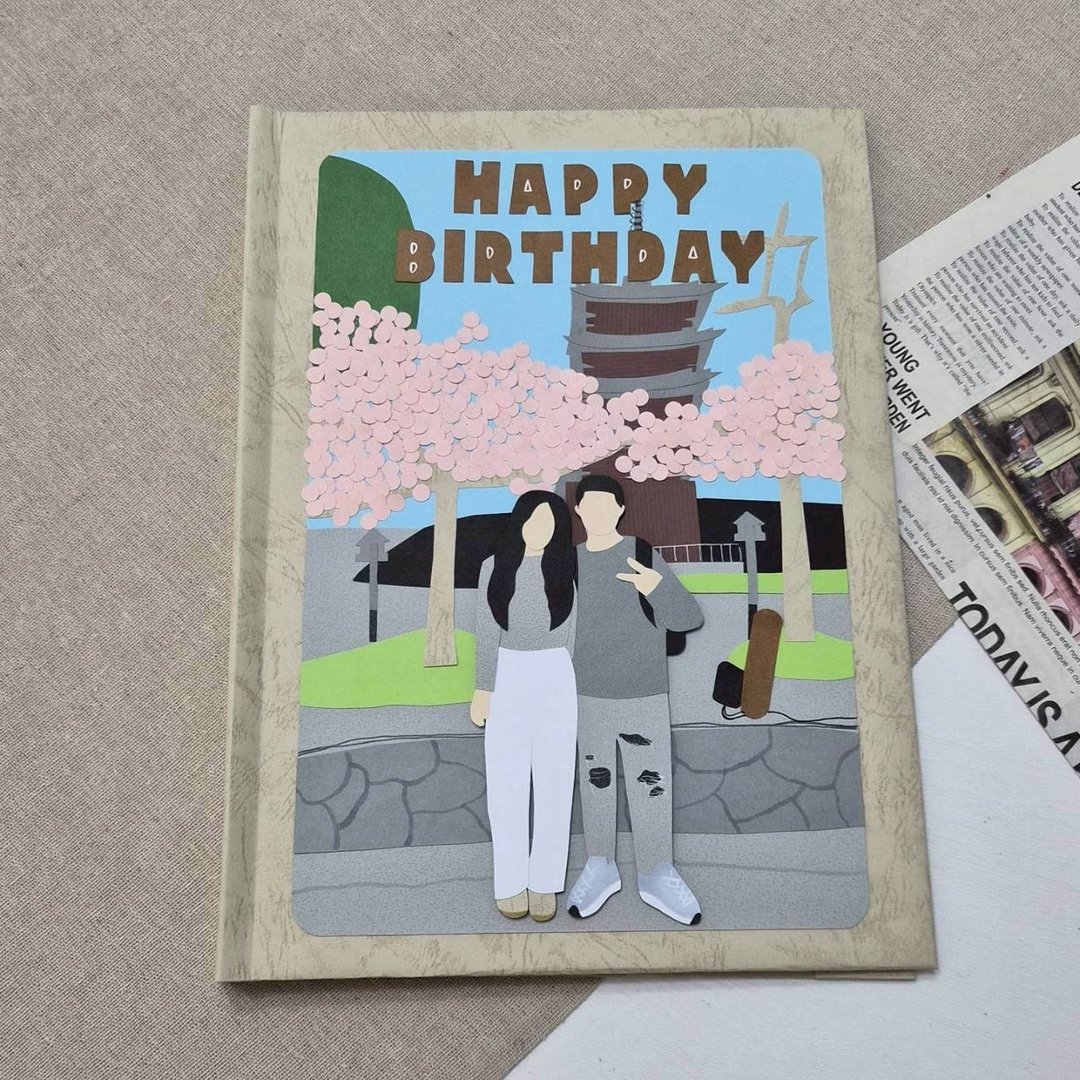 【书本手工书】似颜绘定制化生日周年纪念情侣情人节礼物相册 - 订制画像 - 纸 多色