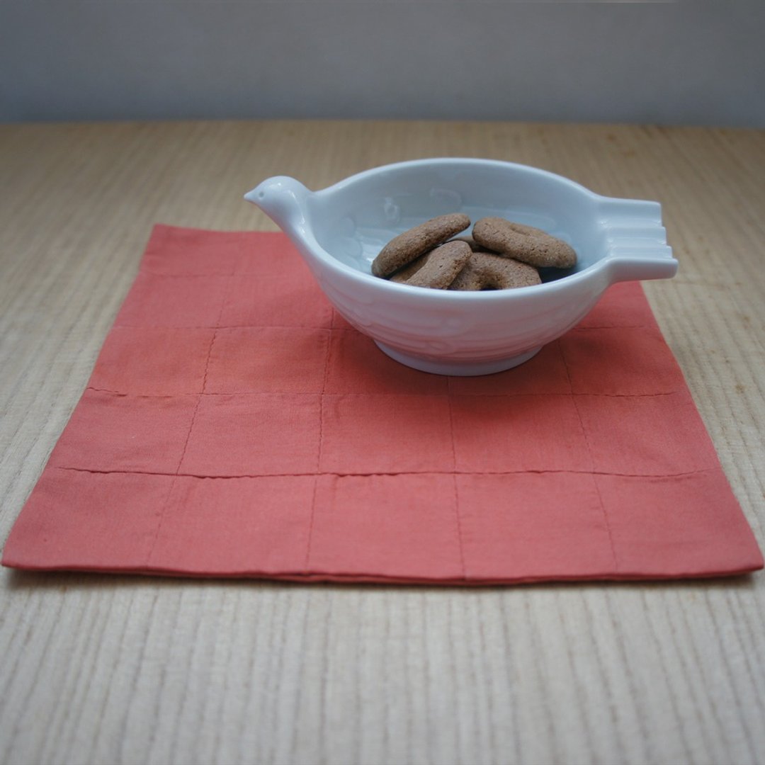 Handmade tea mat 　SQUARE 四角　 orange - 餐垫/桌巾 - 棉 橘色