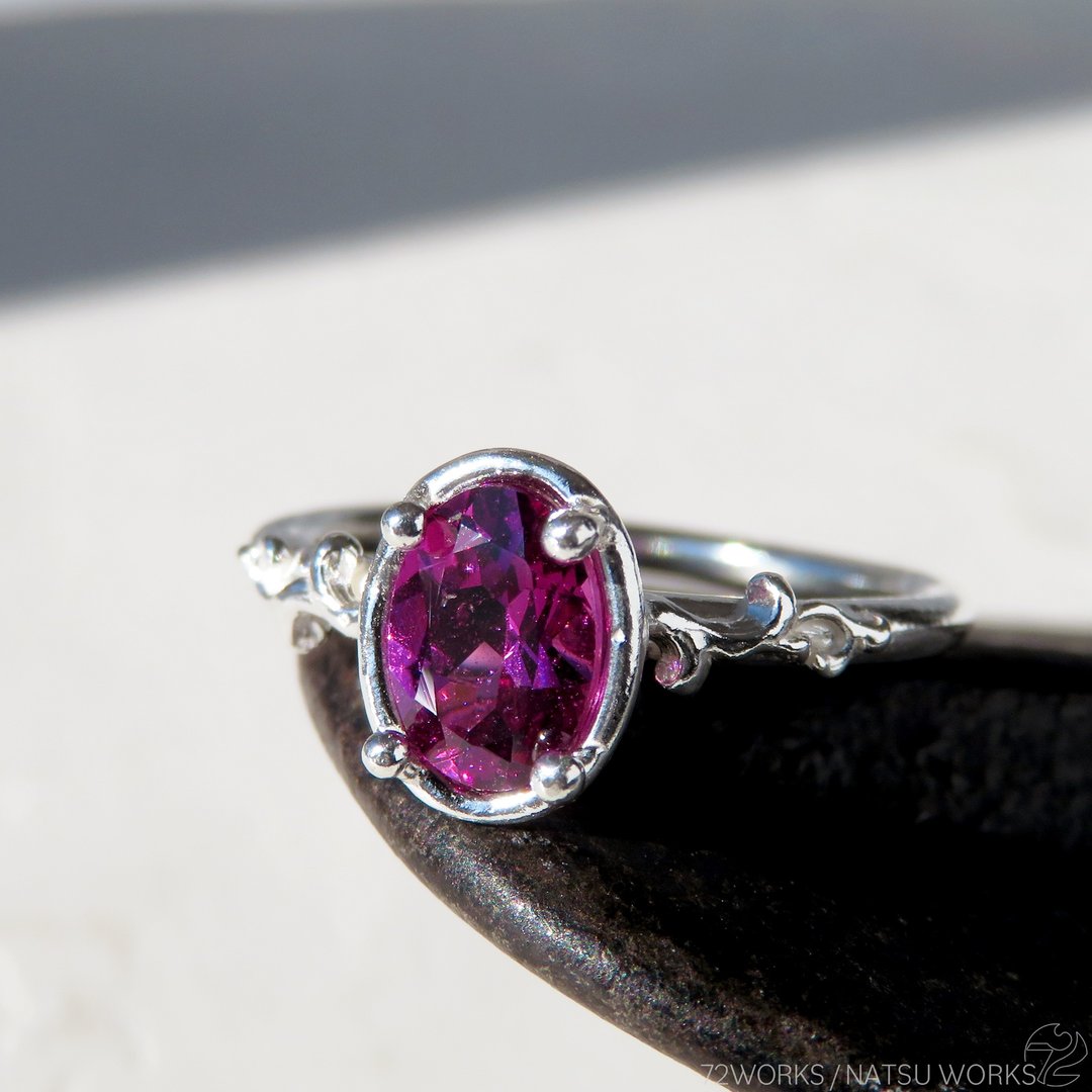 红榴石戒指 / Rhodolite Garnet Ring - 戒指 - 宝石 粉红色