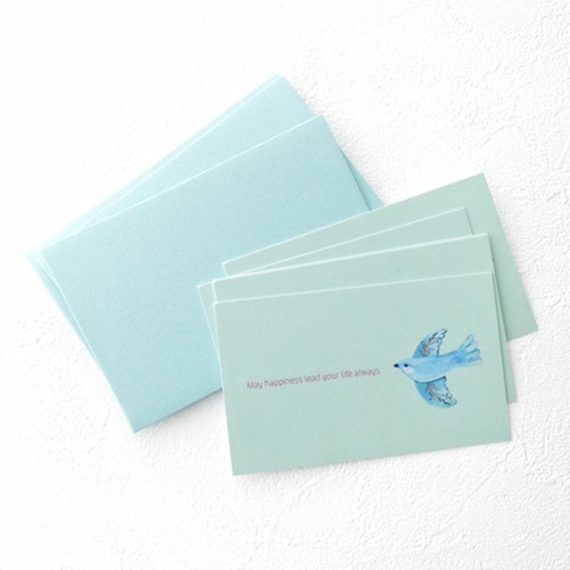 消息卡套组（传递丰收喜悦的小鸟 / 绿色） - 卡片/明信片 - 纸 