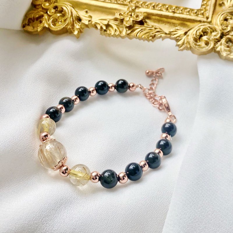 金曜石 金发晶 水晶手链 天然石 生日礼物 财运 - 手链/手环 - 水晶 金色