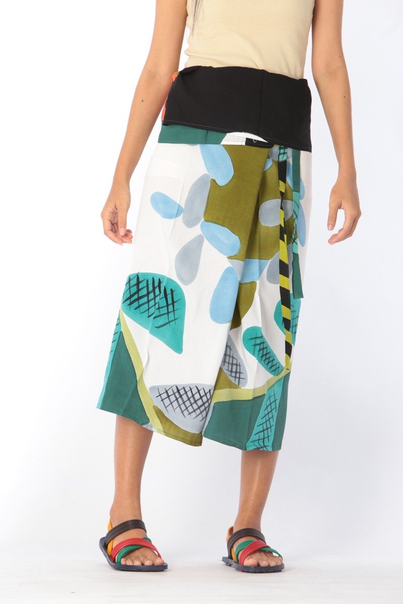 Thai Fisherman Pants Cotton Rayon Hand Paint ( Free Size ) - 中性裤装 - 棉．麻 绿色