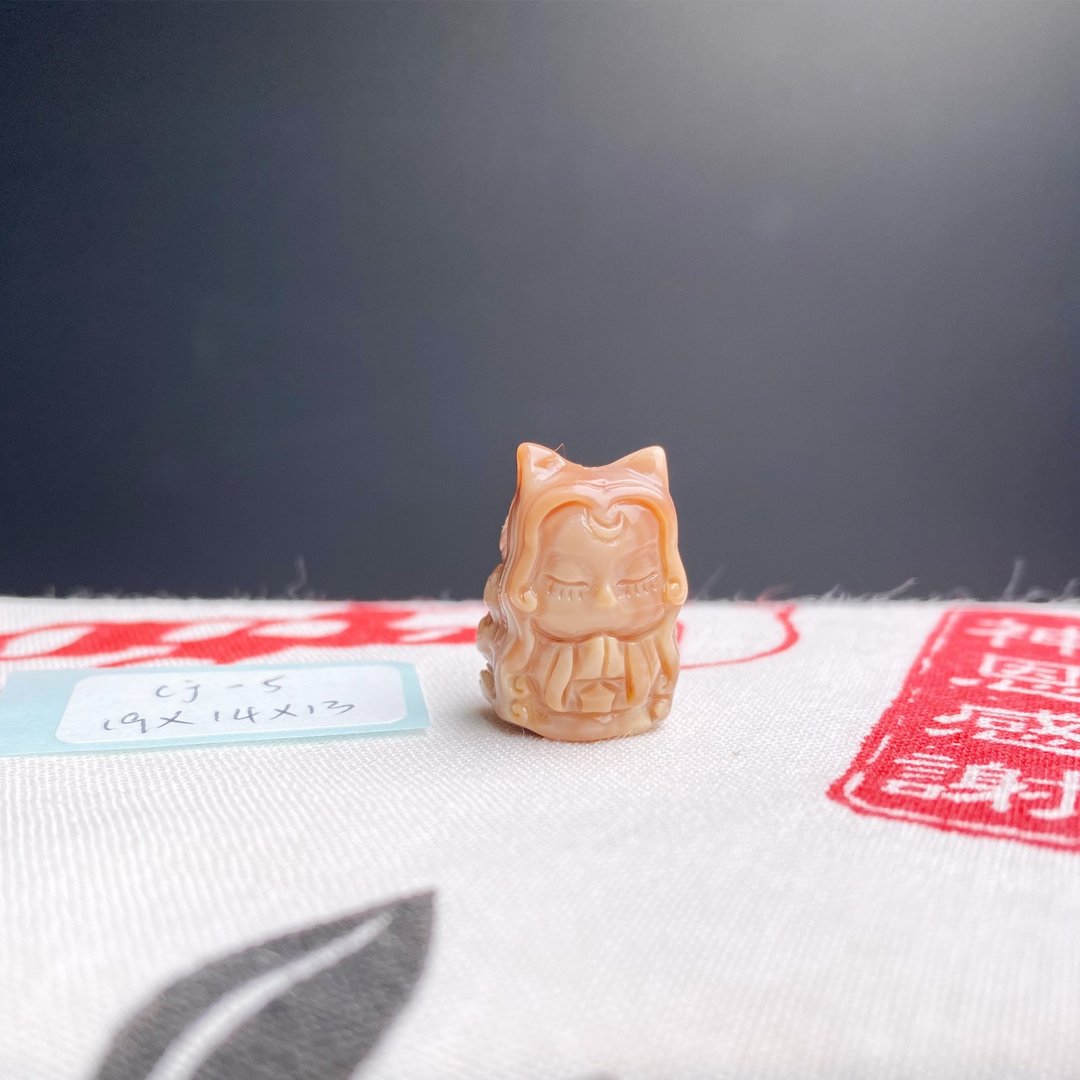 阿拉善 碧玉 九尾狐姬雕刻 DIY手链配件 安泰祈愿 神恩感谢 - 手链/手环 - 水晶 粉红色