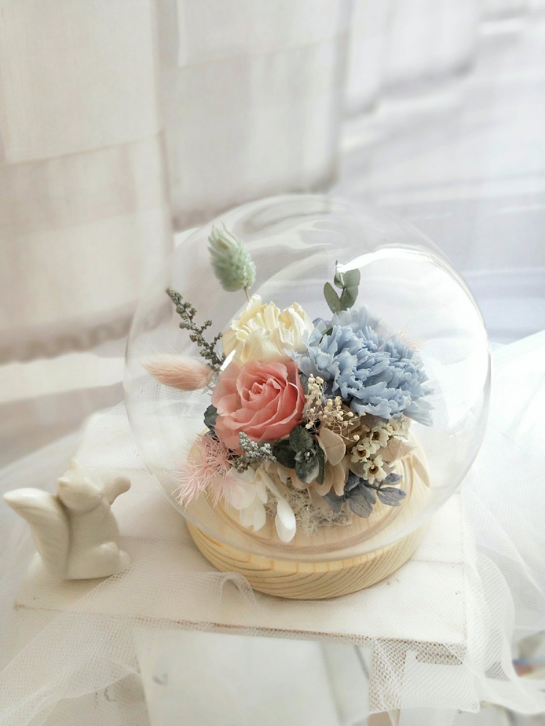 圆球玻璃花盅 毕业礼物 永生花礼 生日礼物毕业毕业 老师礼物 - 植栽/盆栽 - 植物．花 蓝色