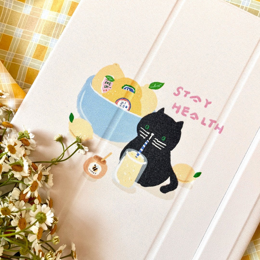 IPAD保护壳 | 每天都要摄取维他命C黑猫 ipad 三折保护壳 - 平板/电脑保护壳 - 其他材质 