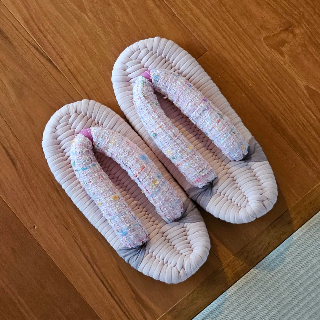 布凉鞋 - 室内拖鞋 - 棉 粉红色